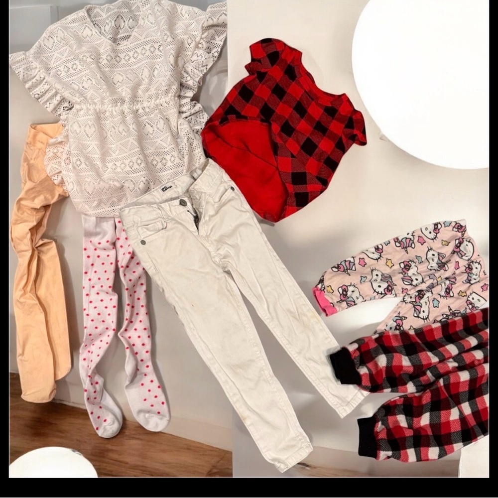 7pc bundle lot girls size 4T 1shirt 2pj 1jeans 2tights 1swim cover no stains
G39